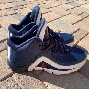adidas J Wall 2 Performance Navy and White Athletic Sneakers with Red Accents